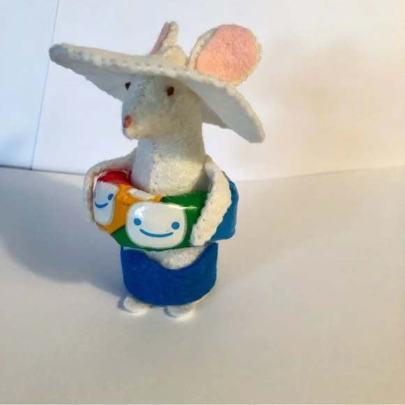 Vacation Felt Mouse Art Doll with inner tube floatie beach fun handmade - Picture 3 of 9